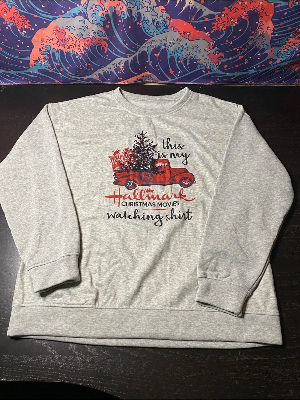 Hallmark Gray Crewneck with Red Truck Holiday Graphic